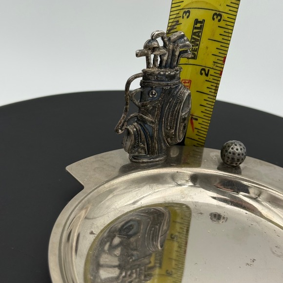 Vintage Golf Bag and Ball Silver Tone Metal Valet Tray Trinket Dish Ashtray - Picture 2 of 4